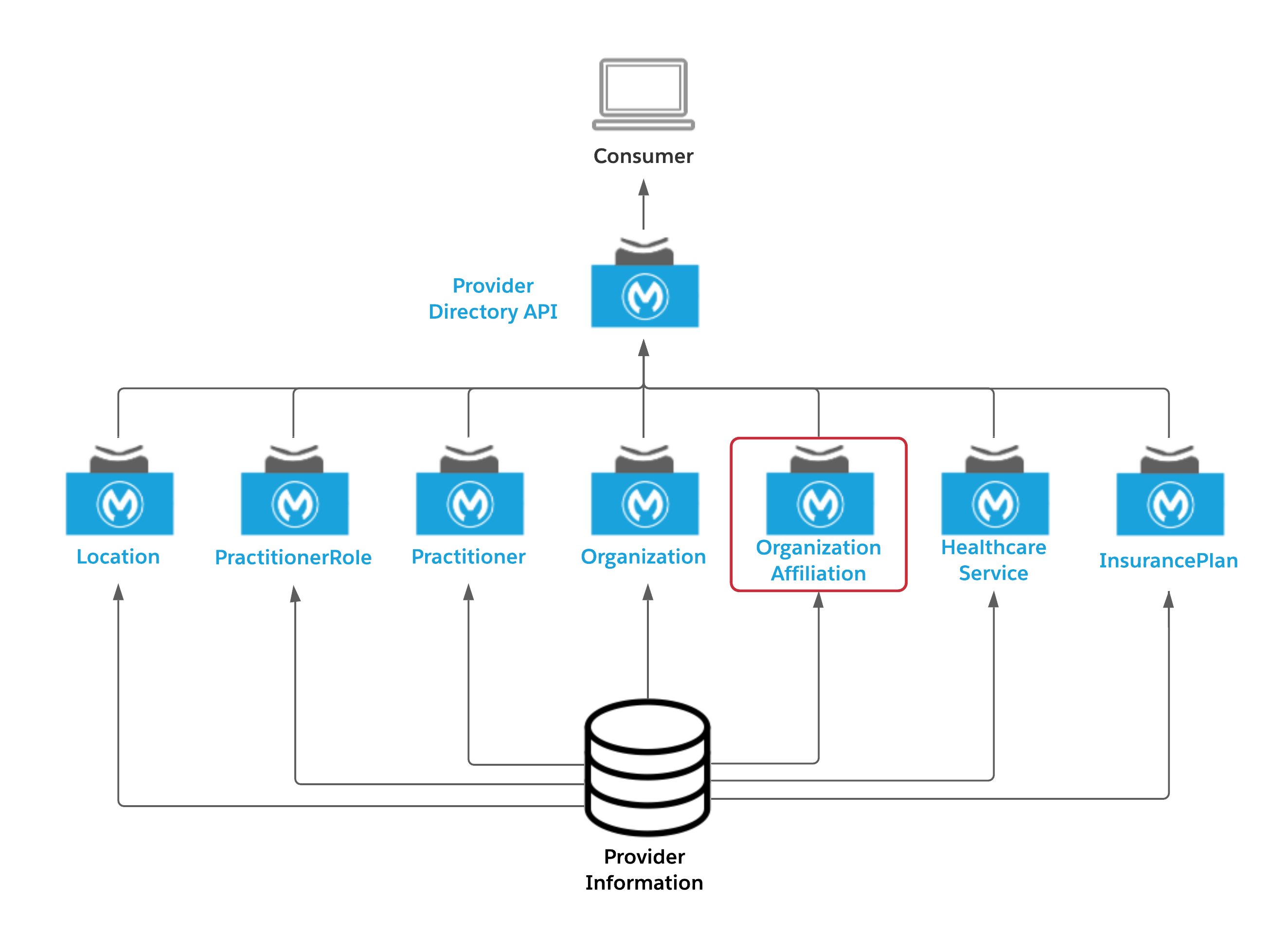 API Led diagram for Organization Affiliation API