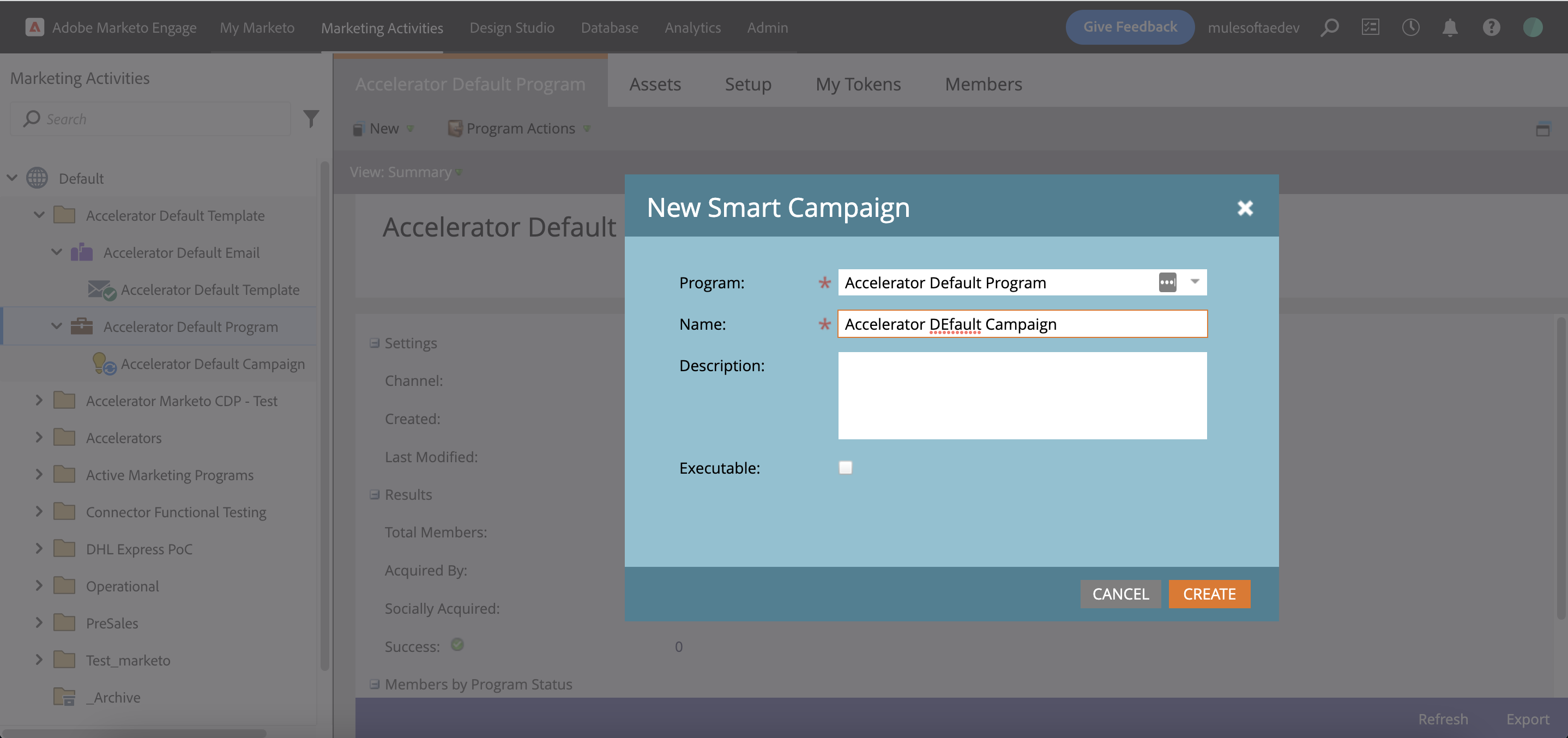 Create a Smart Campaign screenshot